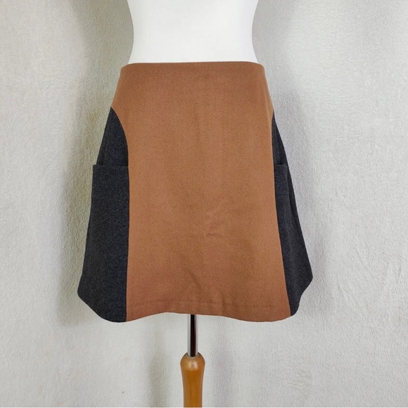 Boden Dresses & Skirts - Boden Tan Brown & Grey Colourblock A-line Wool Blend Skirt With Pockets UK 12